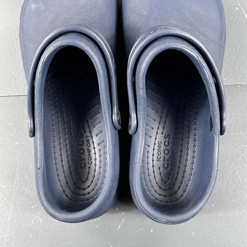 Crocs Men 10 Women 12 Blue Clogs Slip On Loafer Driving Comfy Closed Toe No Hole - Picture 6 of 9